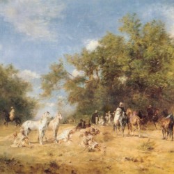 Arab horsemen resting